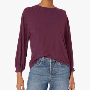 Daily Ritual Long Sleeve Top In Fig Size Medium